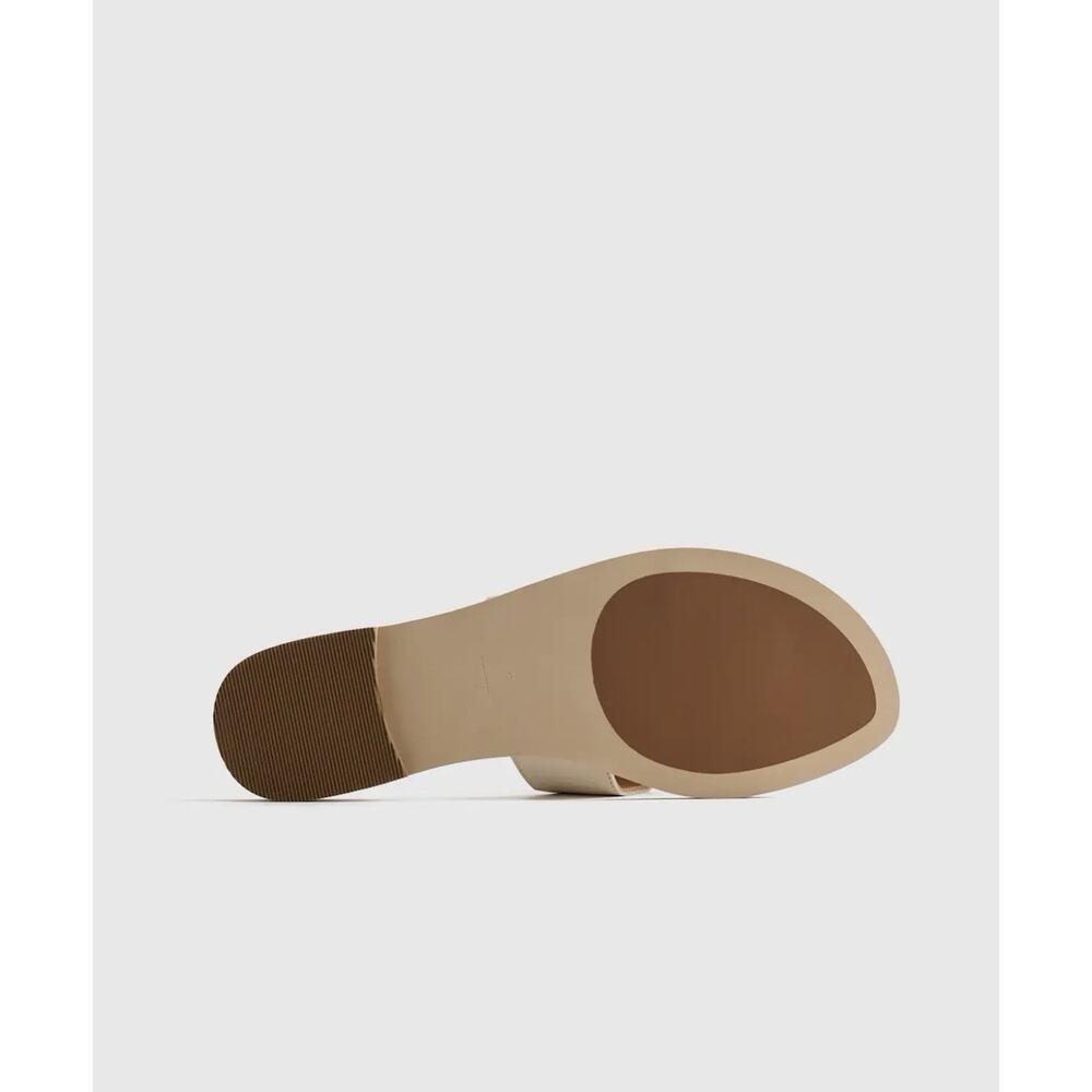 New Quince Sz 10 Italian Leather Cutout Slide Sandal Flats Ivory Bone - Picture 3 of 8